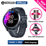 [Free Leather Straps+TWS Earphones] New Flagship Zeblaze THOR 5 PRO Ceramic Bezel 3GB+32GB Dual Camera Face Unlock Smart Watch