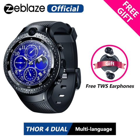 [Free TWS Earphones] Zeblaze THOR 4 Dual 4G SmartWatch 5.0MP+5.0MP Dual Camera 1.4" AOMLED GPS/GLONASS 1GB+16GB Smart Watch Men