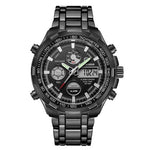GOLDENHOUR Luxury Brand Waterproof Military Sport Watches Men Silver Steel Digital Quartz Analog Watch Clock Relogios Masculinos