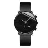 Hot Sale Men Black Stainless Steel Mesh Business Watch Luxury Sport Watch With Date Quartz Wristwatches Relogio Masculino